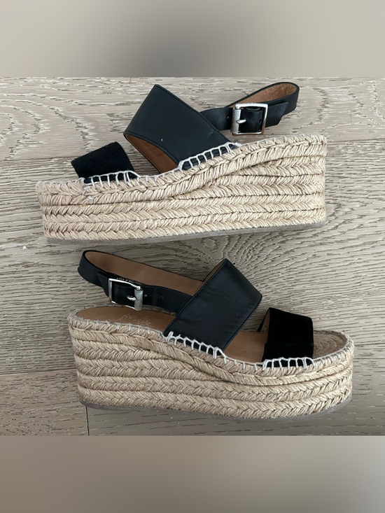 rag & bone Shoes - rag & bone Black Espadrille Platform Leather & Suede Sandals with Buckle Sz 4.5